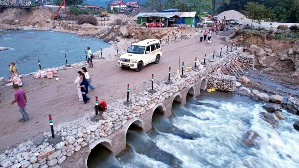 दूधे अस्थायी पुलको निर्माण कार्य समाप्त